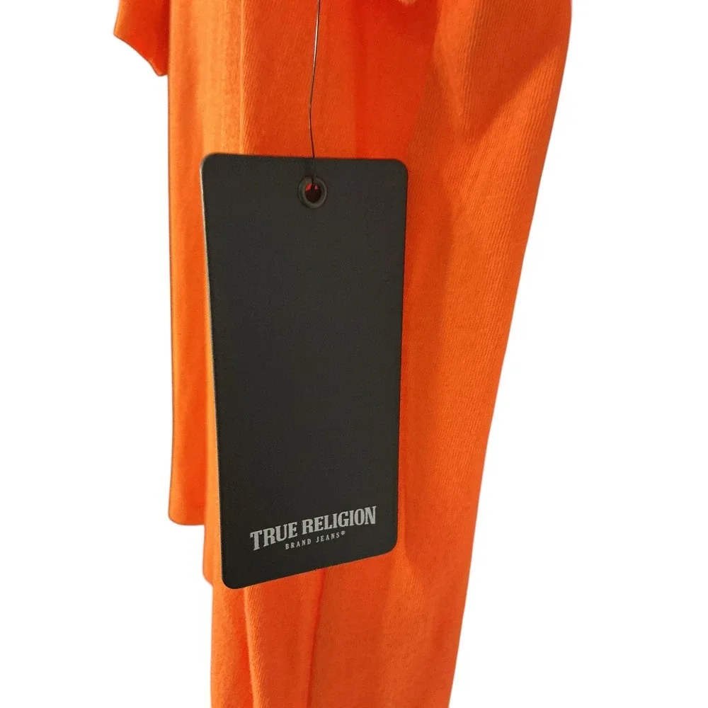 True Religion Mens Relaxed Tee Fire Orange Horseshoe Swimming‎ Club 108834C